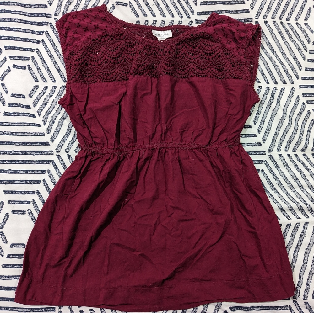 Motherhood Maternity Large Lace Raspberry Blouse